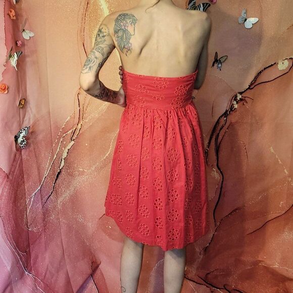 TIBI RED EYELET strapless Casual Dress Final Discount - Picture 2 of 5